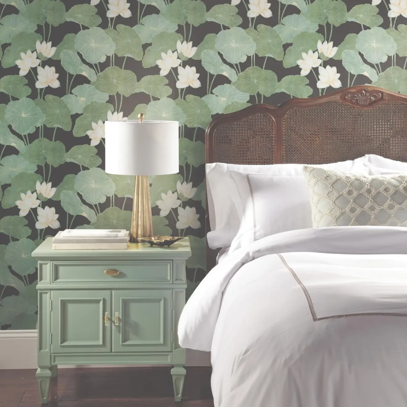 RoomMates Lily Pad peel and stick wallpaper roll (removable, renter-friendly)