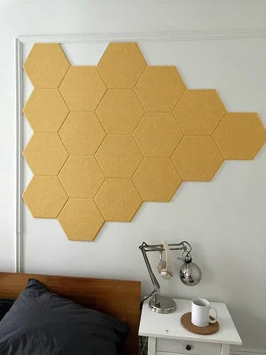 Hexagon felt bulletin board tiles for modern renter walls