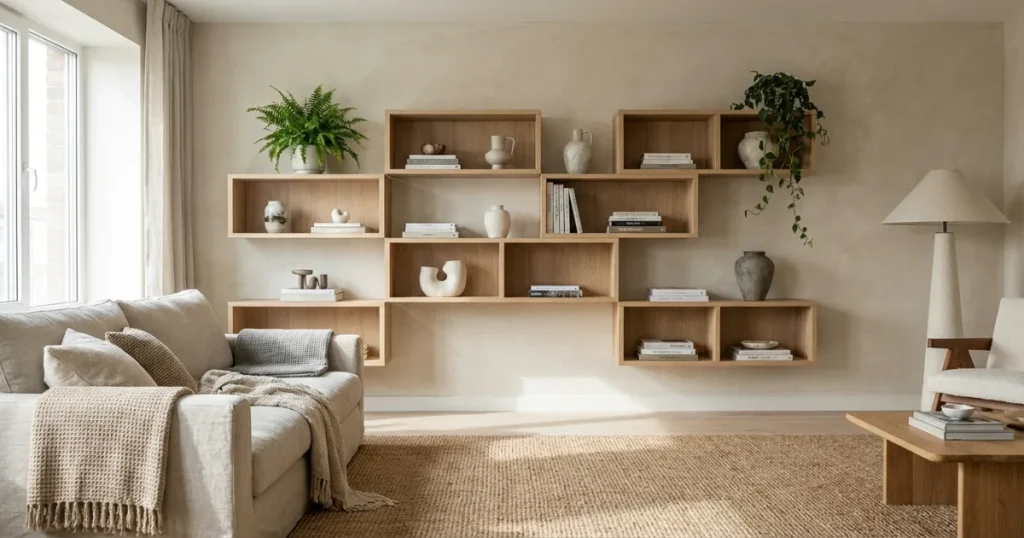 Removable shelves installed in a rental apartment