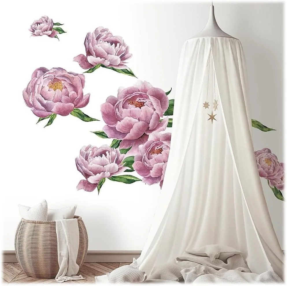 RoomMates Large Peony peel and stick wall decals for spring floral theme