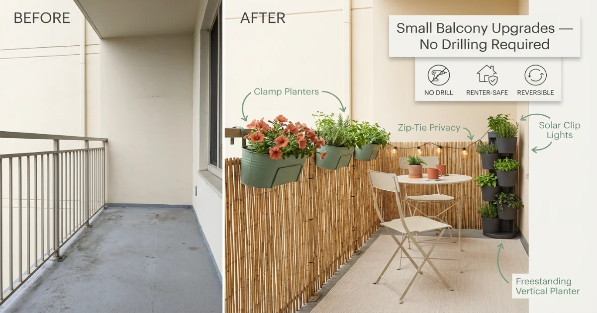 Small Balcony Upgrades Using No-Damage Planters & Railings (2026 Renter Guide)