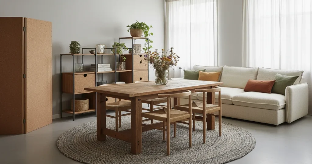Modern renter-friendly modular furniture in a small urban apartment