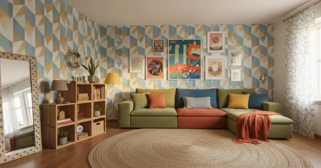 Modern renter-friendly modular furniture in a small urban apartment