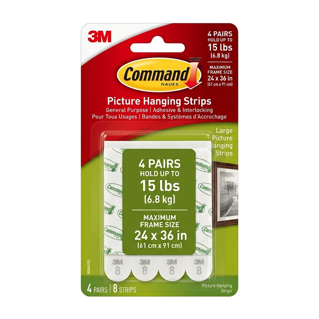 Command Large Picture Hanging Strips white adhesive strips for medium-weight frames