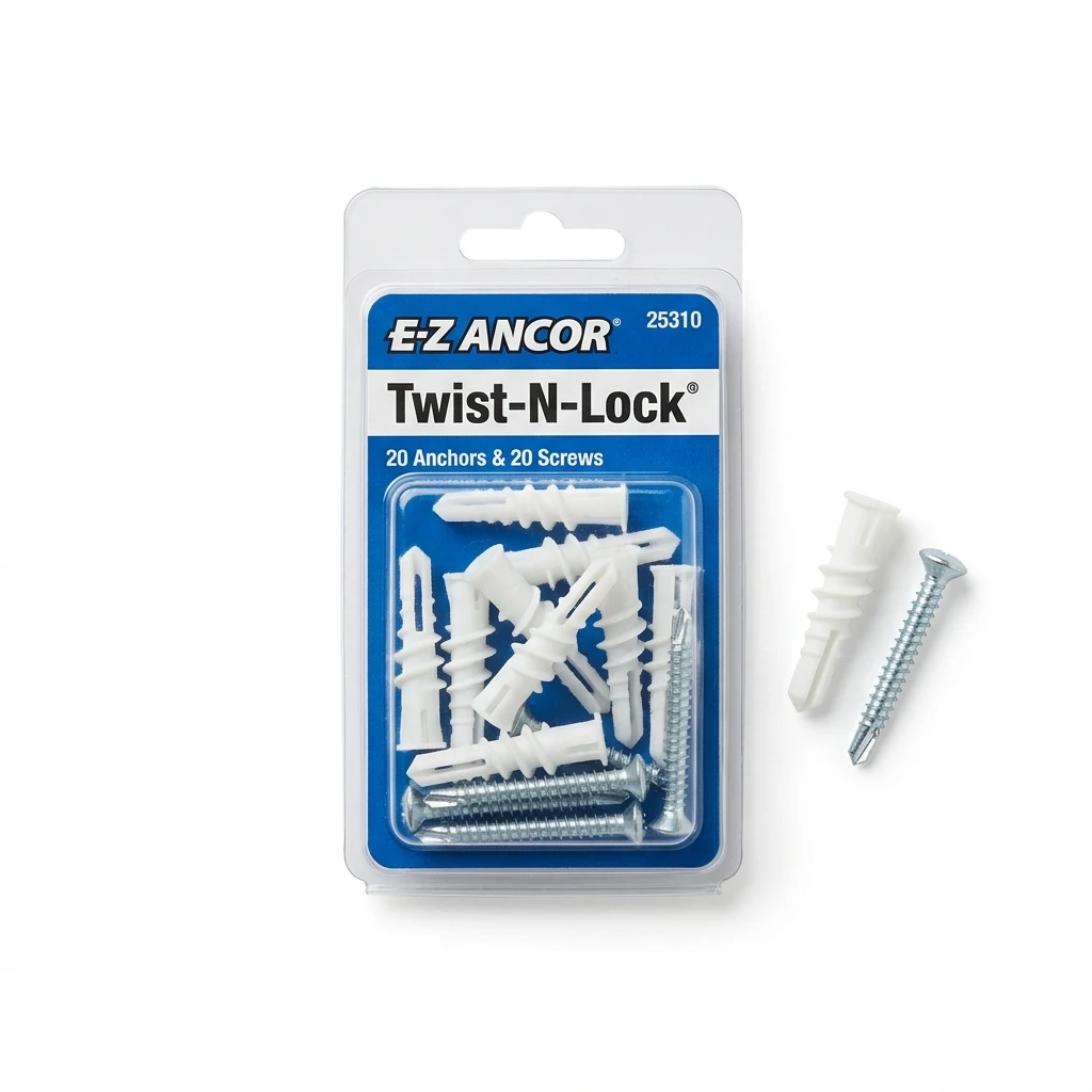 E-Z Ancor Twist-N-Lock 25310 drywall anchors with included screws