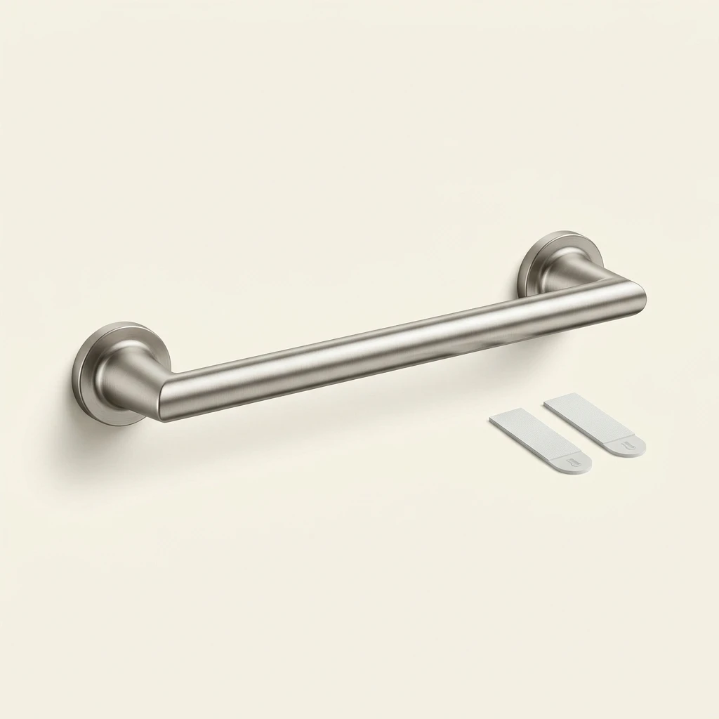 Command Bath satin nickel hand towel bar BATH41 with removable water-resistant strips