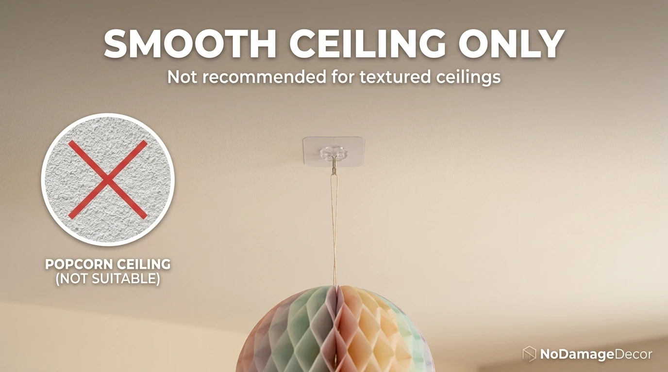Renter removing a Command-style adhesive strip slowly downward from a smooth painted wall.