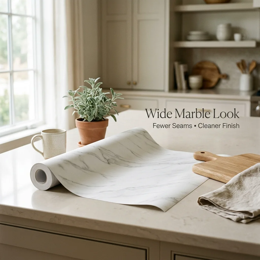 EZ FAUX DECOR premium white marble contact paper roll for kitchen countertops