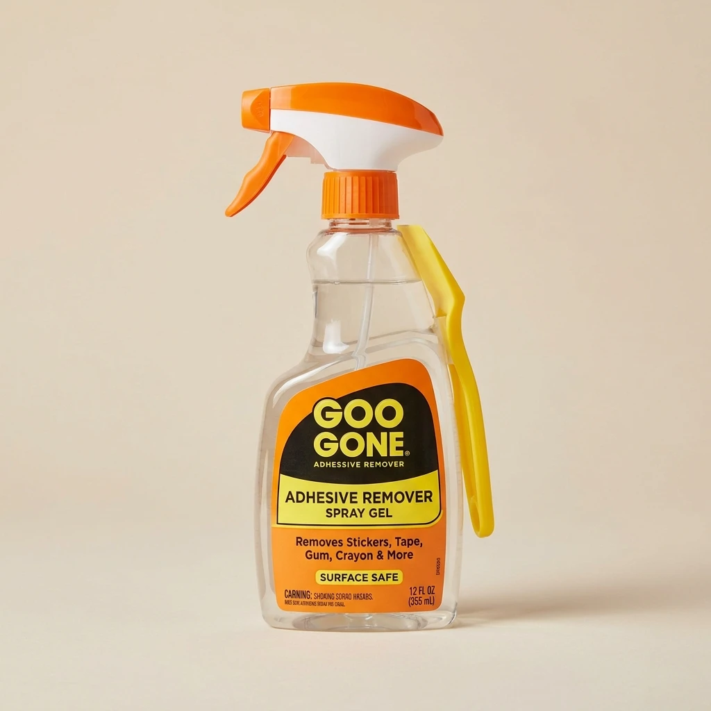 Goo Gone Adhesive Remover Spray Gel 12 ounce bottle with scraper