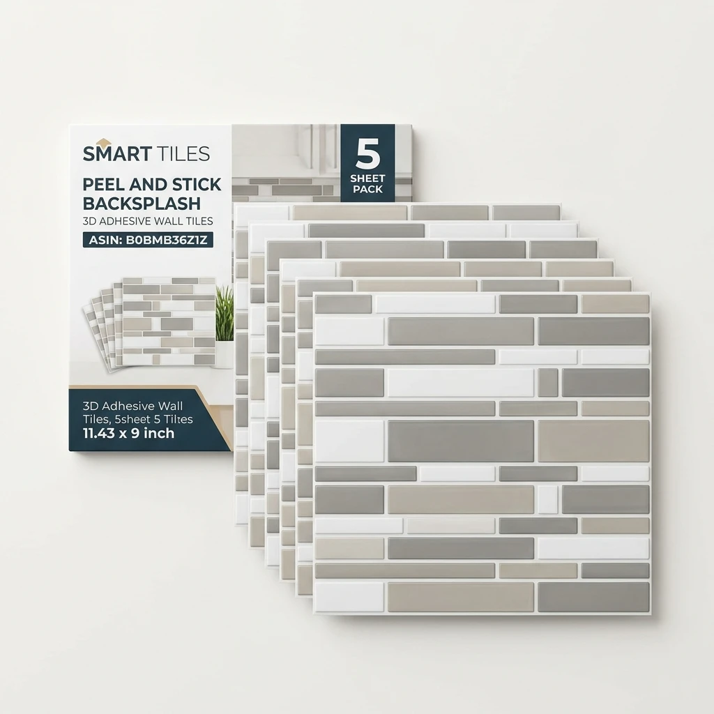 Smart Tiles 3D adhesive peel-and-stick backsplash sheets