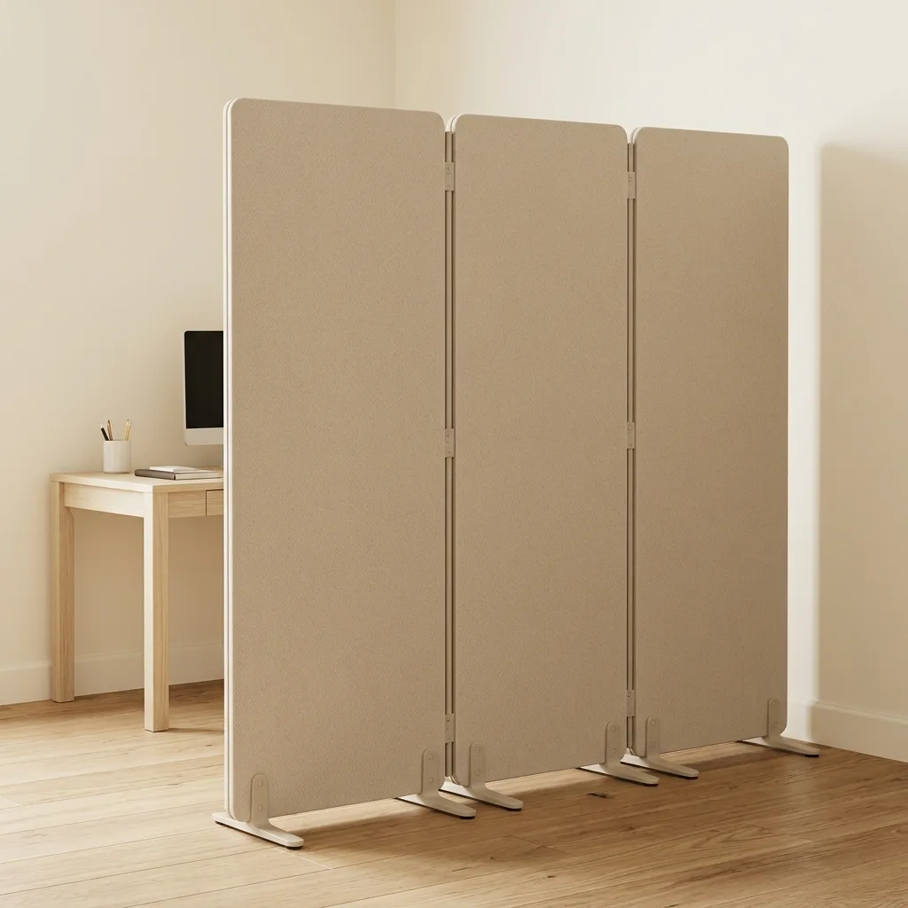 VIVO beige freestanding three-panel PET acoustic wall partition